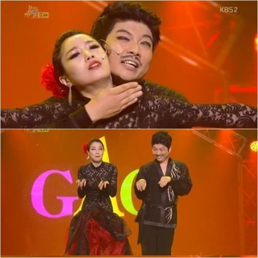 허민(개그우먼),김재욱(개그맨/지존)
개그우먼 허민이 지난 1일 밤 방송된 KBS 2TV ′개그콘서트′ 코너 ′댄수다′에서 파트너 김재욱과 함께 고난도 탱고춤 동작을 선보이면서 2일 네티즌들에게 종일 화제가 되고 있다다.