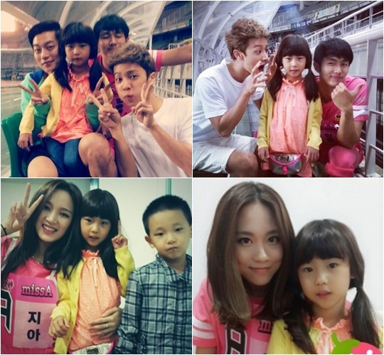 윤두준(가수/탤런트/비스트),송지아(송종국딸),이기광(가수/탤런트/비스트),임슬옹(가수/탤런트/2AM),지아(가수/미쓰에이),송지욱(송종국딸),페이(가수/미쓰에이)
MBC ‘아이돌 육상 양궁 풋살 선수권대회(이하 아육대)’에 깜짝 방문한 전 국가대표 축구선수 송종국의 자녀인 지아와 지욱의 인기가 뜨겁다.