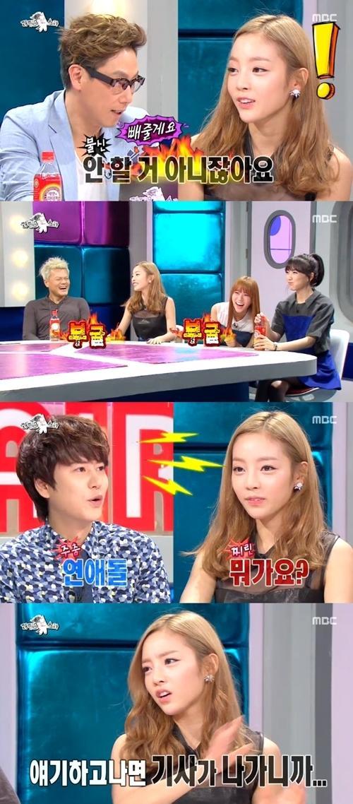 윤종신(가수/작곡가/미스틱89대표),규현(조규현/가수/뮤지컬배우/슈퍼주니어/에스엠더발라드/슈퍼주니어-M),구하라(가수/탤런트/카라)
걸그룹 카라 멤버 구하라가 태도논란에 휩싸였다.