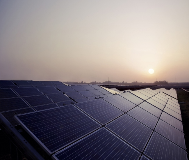 Solar modules manufactured by Hanwha Solar at a solar power facility in Xuzhou, China.   Hanwha Group