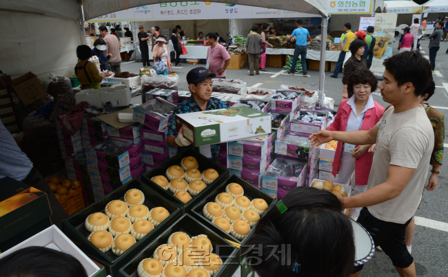 12일 추석을 앞두고 강남구청 주차장에서 직거래장터가 열려 산지 농민들과 시민들이 농산물을 거래하고 있다.<br />정희조 기자/checho@heraldcorp.com 130912
12일 추석을 앞두고 강남구청 주차장에서 직거래장터가 열려 산지 농민들과 시민들이 농산물을 거래하고 있다.
정희조 기자/checho@heraldcorp.com 130912
12일 추석을 앞두고 강남구청 주차장에서 직거래장터가 열려 산지 농민들과 시민들이 농산물을 거래하고 있다.
정희조 기자/checho@heraldcorp.com 130912