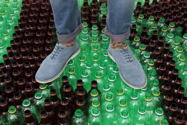Levi’s “Waste<Less” jeans are made from eight plastic bottles blended with cotton fiber, woven with traditional cotton yarn that create the denim.   Levi’s