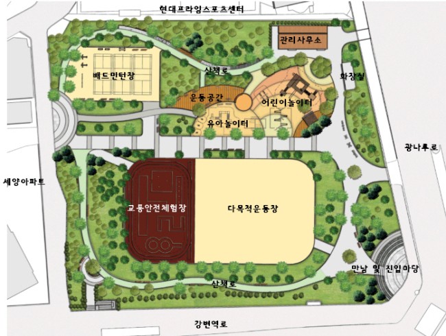 강변 테크노마트 앞 구의공원, 자연 친화적 공원으로 재탄생