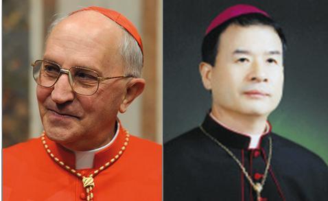 Cardinal Fernando Filoni (left) and Bishop Mathias Ri Iong-hoon