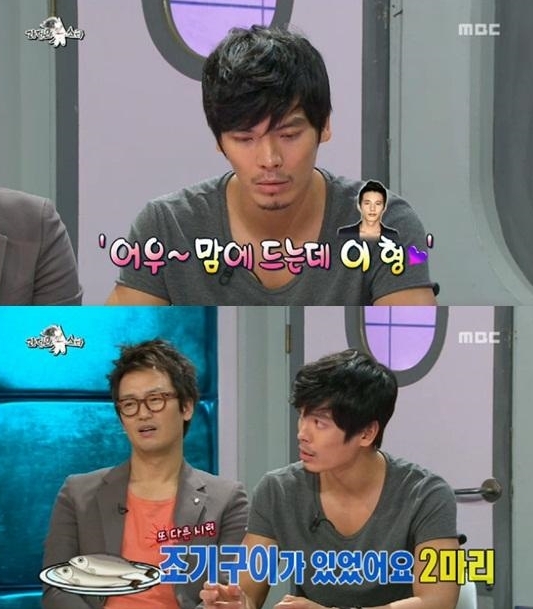 김정태(좌부터/김태욱/영화배우/탤런트),김성오(탤런트/연극배우)
배우 김성오와 동료배우 원빈을 언급하며 칭찬을 아끼지 않았다.