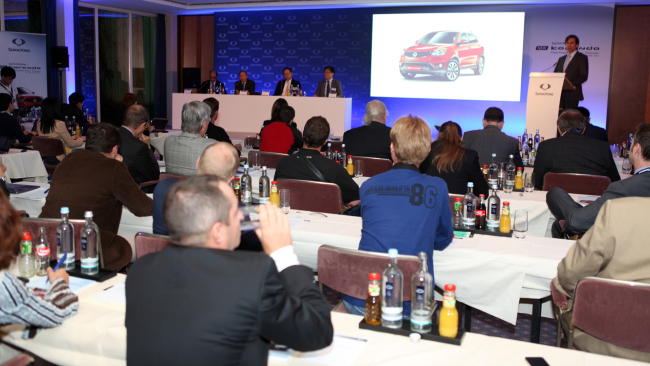 Ssangyong Motor holds a launching event for the New Korando C in Wiesbaden, Germany, Wednesday.   Ssangyong Motor