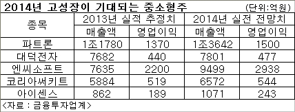 국내 증시가 대내외 악재 속에서 횡보세를 보이는 가운데 내년에 고성장이 기대되는 중소형주에 관심이 쏠리고 있다