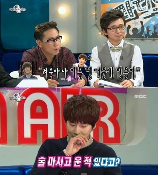 윤종신(좌부터/가수/작곡가/미스틱89대표),김국진(MC/개그맨),규현(조규현/가수/뮤지컬배우/슈퍼주니어/에스엠더발라드/슈퍼주니어-M)
그룹 슈퍼주니어의 려욱이 멤버 규현의 눈물을 폭로했다.