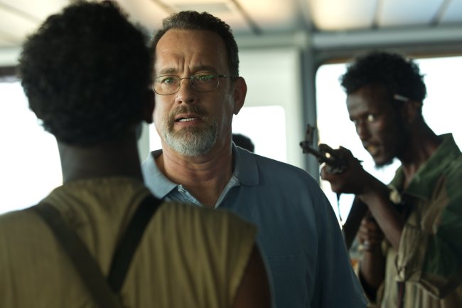 Tom Hanks (center), stars in Columbia Pictures’ “Captain Phillips.”   SMPSP/MCT