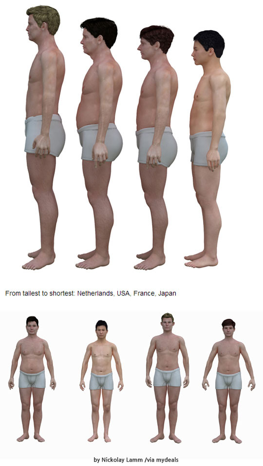 세계 중년 남성 체형 비교 게시물이 공개돼 눈길을 끈다.