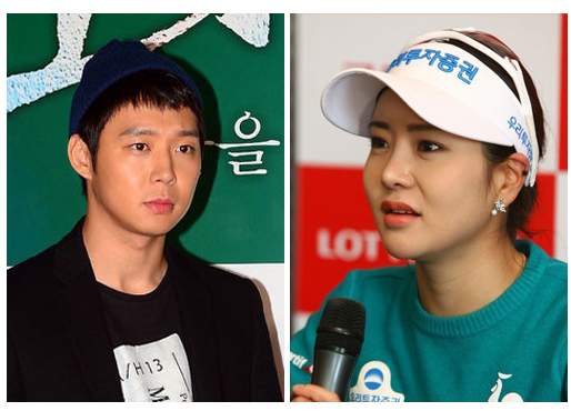 유천(좌부터/박유천/가수/탤런트/JYJ),안신애(골퍼/우리투자증권프로골프단)
그룹 JYJ 멤버 겸 배우 박유천(27) 측이 골프선수 안신애(23)와의 열애설에 대해 부인했다.