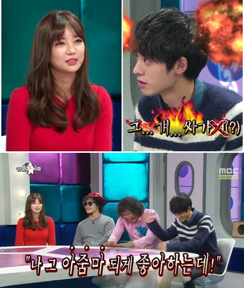이태임(좌부터/탤런트/영화배우),양동근(영화배우/가수),육중완(가수/장미여관),정준영(가수)
이태임과 정준영이 돌직구를 맞받으며 입담 대결을 벌였다.