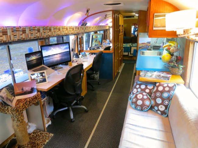 A software business functions comfortably from a converted touring coach.  Technomadia.com/MCT