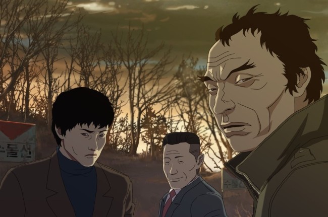 A scene from Yeun Sang-ho’s latest animation movie “The Fake.”   NEW