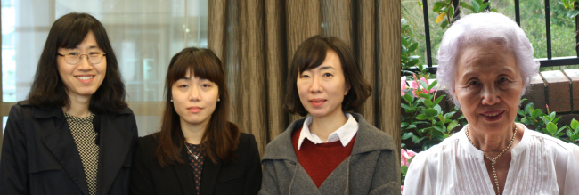 From left: Poet Jin Eun-young, author Kim Soom, playwright Koh Yeok-ok and translator Choi Yang-hee, winners of this year’s Daesan Literary Awards.   Yonhap News