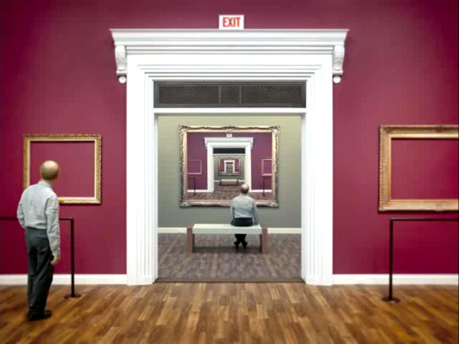 옆방에서는, 2012, 79×105㎝, 8분30초. pigment print, oil on panel, HD video.