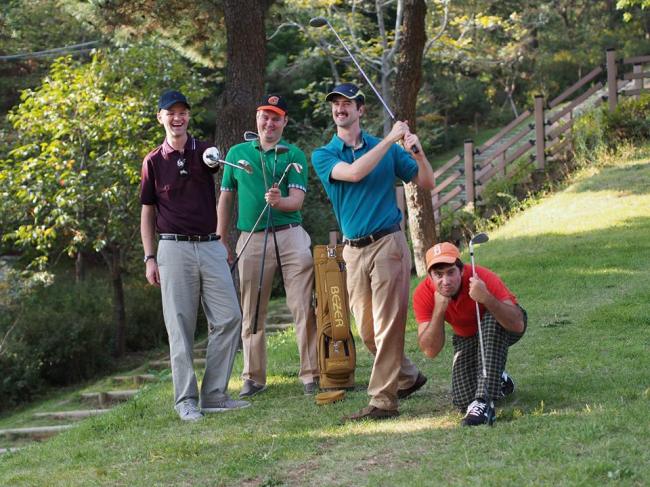 The cast of “The Foursome” (from left): Jeremy Bryan, Joe Barry, Jake Clark and Coby Zeifman.
