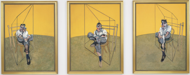 This undated photo provided by Christie’s shows “Three Studies of Lucian Freud,” a triptych by Francis Bacon of his friend and artist Lucian Freud.   AP-Yonhap News