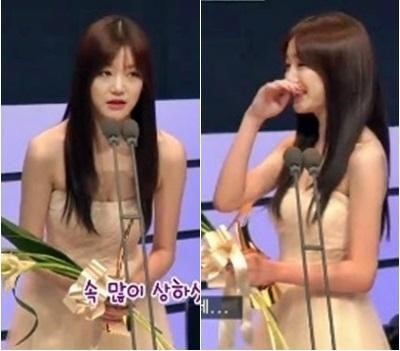 이유비(이유진/탤런트)
배우 이유비가 수상소감 도중 논물을 흘렸다.