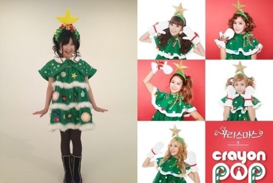 Comparison photos of Japanese girl group Momoiro Clover Z member Momoka Ariyasu (left) and Crayon Pop’s Christmas single promotional image uploaded by a netizen.   nate.com