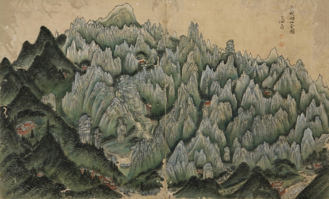 painting of Mount Geumgangsan by Jeong Seon.   Overseas Korean Cultural Heritage Foundation