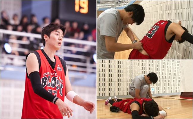 서지석(서종욱/영화배우)
연일 박진감 넘치는 경기로 전국에 농구 열기를 가득 채우고 있는 KBS 2TV ‘우리동네 예체능’(이하 ‘예체능’) 34회는 ‘예체능’ 농구팀과 ‘강원 원주’ 농구팀의 세 번째 경기가 펼쳐질 예정이다. 이 가운데 서지석의 테이핑 허리가 포착돼 네티즌들의 시선을 사로잡고 있다.