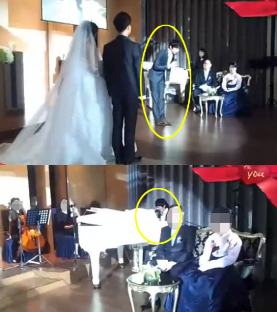유연석(안연석/탤런트/영화배우)
공개된 영상 속 유연석은 가수 이승기의 ‘결혼해줄래’를 직접 피아노 연주를 하며 열창, 감미로운 목소리를 뽐냈다. 또 유연석은 신랑 신부에게 “무슨일이 있어도 가사 중에 ‘사랑’이라는 단어가 나오면 입을 맞춰야 한다”며 노래 중에 ‘사랑’, ‘사랑’을 여러 번 반복하며 하객들의 웃음을 자아냈다.