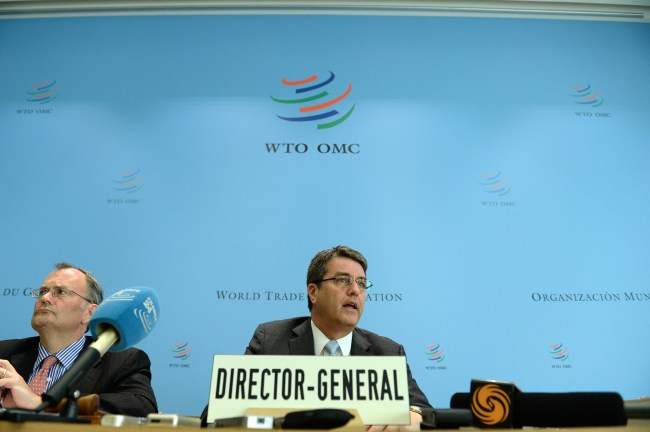 World Trade Organization Director General Roberto Azevedo speaks during a press conference after a meeting of the organization’s General Council at the WTO headquarters in Geneva on Tuesday.   Xinhua-Yonhap News