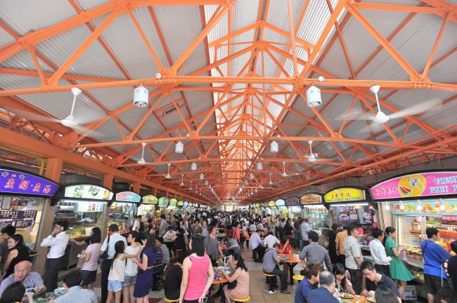 Patrons flock into the upgraded and revamped Maxwell Food Center, which opened Dec. 1, 2012.   The Straits Times