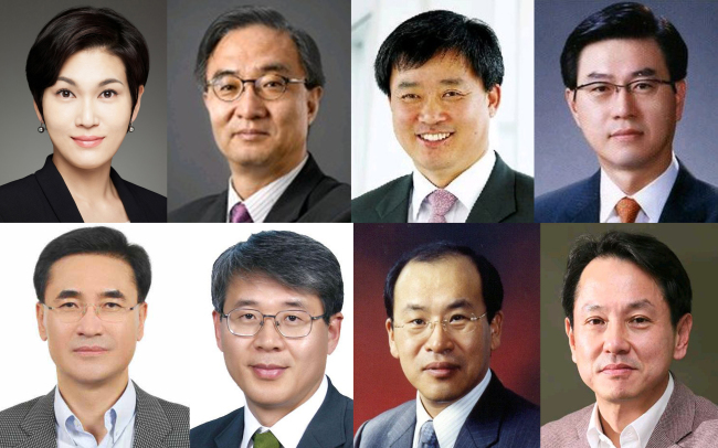 이서현(위쪽좌부터/기업인/삼성에버랜드패션부문경영기획담당사장/제일기획경영전략부문장/미국패션디자이너협회위원),김영기(기업인/삼성전자부장/부사장),김종호(기업인/삼성전자부사장),안민수(기업인/삼성생명부사장),박동건(기업인/삼성디스플레이사장),이선종(기업인/삼성전자부사장),원기찬(기업인/삼성전자인사팀장/부사장)
This group of photos shows the new presidents of various Samsung Group affiliates. Clockwise from top left: Lee Seo-hyun of Samsung Everland’s fashion company; Kim Young-ky of Samsung Electronics’ networks business; Kim Jong-ho of Samsung Electronics’ set production; Cho Nam-seong, CEO of Cheil Industries; Won Gee-chan of Samsung Card; Lee Seon-jong of Samsung Venture Investment; Park Dong-gun of Samsung Display and Ahn Min-soo of Samsung Fire and Marine Insurance.   Yonhap News