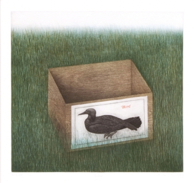 황규백(b.1932), Bird, 메조틴트, 29.3x31.8cm(74/100), 1981