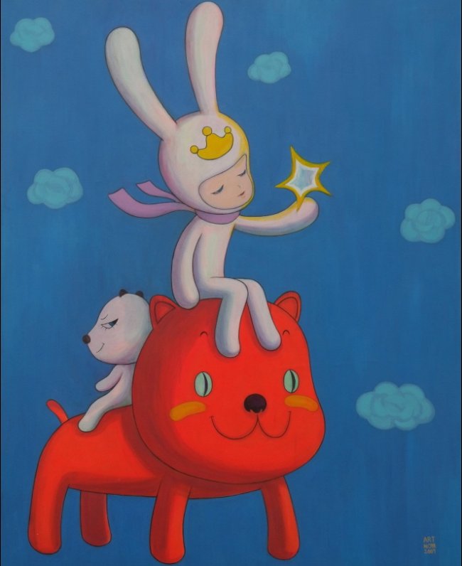 아트놈(b.1971), 빨간고양이, 캔버스에 아크릴, 106.7x90.9cm, 2007