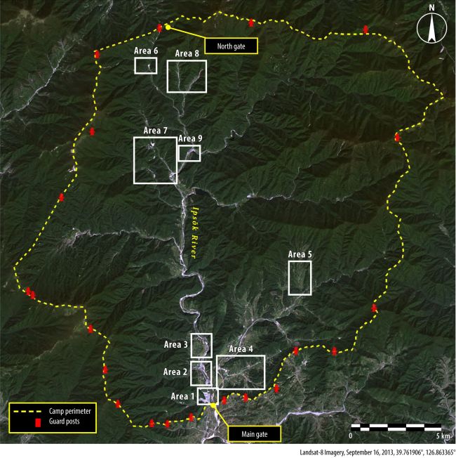 This satellite image released by Digital Globe via Amnesty International on Dec. 5 shows an overhead view of Kwanliso 15, or Camp 15, taken on Sept. 16.   AFP-Yonhap News