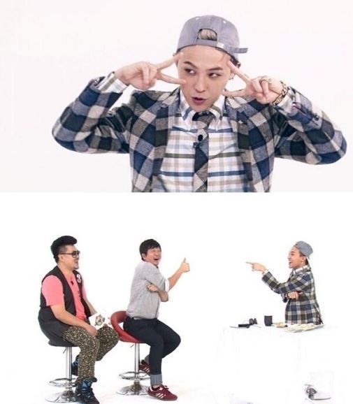 지드래곤(위부터/권지용/가수/음악PD/빅뱅/GD&TOP),데프콘(유대준/가수/소울라이프),정형돈(MC/개그맨)
빅뱅의 멤버 지드래곤이 ‘귀요미 플레이어’ 애교를 선보여 화제다.