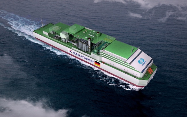 An artist’s rendering of a mobile power ship