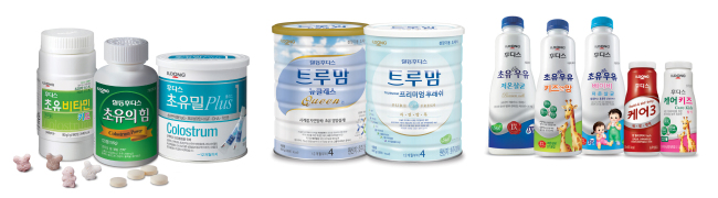 현재 시중에는 초유성분을 함유한 다양한 식품들이 판매되고 있다. 초유제품을 가장 많이 선보이고 있는 일동후디스는 ‘초유넣은 우유’를 비롯해 초유성분이 함유된 ‘트루맘 뉴클래스퀸’ 등 분유제품과 ‘초유밀플러스’, ‘초유비타민키드’, ‘초유의 힘’ 등 어린이부터 성인까지 아우르는 다양한 초유건강식품으로 인기를 끌고 있다.