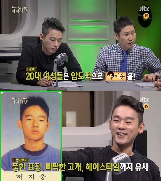 허지웅(좌부터/영화평론가/기자),신동엽(MC/개그맨)
JTBC 방송 ‘마녀사냥’에서 허지웅의 졸업 사진이 공개됐다.