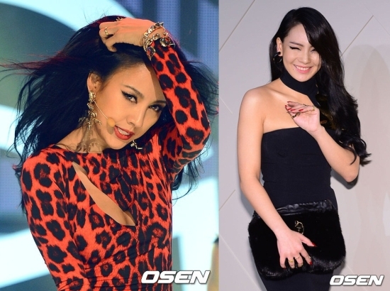 이효리(좌부터/가수/핑클),씨엘(이채린/가수/2NE1)
가수 이효리와 2NE1의 씨엘이 합동무대를 선보였다.