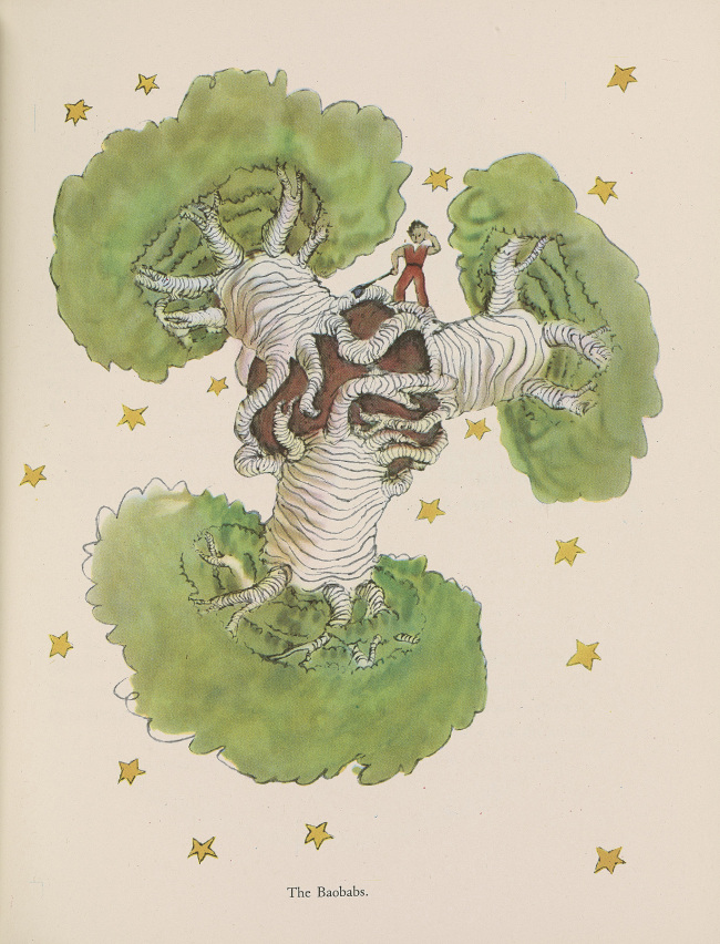These undated photos provided by the Morgan Library and Museum show drawings from Antoine de Saint-Exupery’s “The Little Prince.” AP-Yonhap News