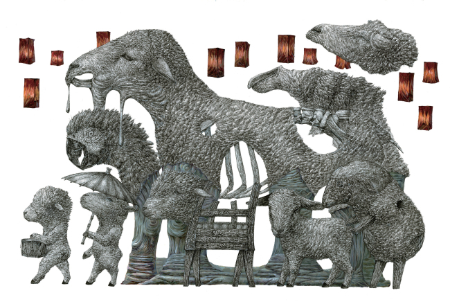 안준영 ‘paranoid insomnia’, 종이에 펜과 아크릴, 75×101㎝, 2012.      [사진제공=갤러리그림손]