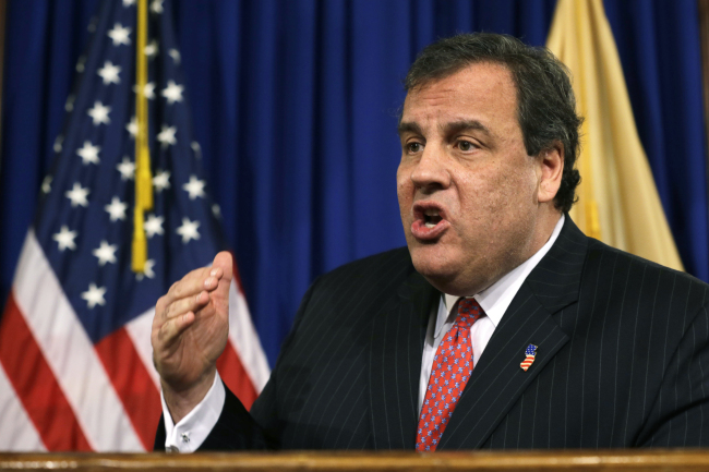 Gov. Chris Christie speaks during a news conference at the Statehouse in Trenton, New Jersey, Thursday.   AP-Yonhap News