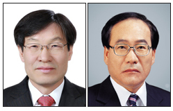 권오준(좌부터/기업인/포스코사장),정동화(기업인/포스코건설대표이사부회장)
포스코가 차기 회장 후보 5명을 확정한 지 하루 만에 2명으로 후보를 압축했다.
