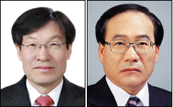 권오준(좌부터/기업인/포스코사장),정동화(기업인/포스코건설대표이사부회장)
포스코가 차기 회장 후보 5명을 확정한 지 하루 만에 2명으로 후보를 압축했다. 최종 접전을 벌이고 있는 후보는 권오준(64) 포스코 사장과 정동화(63) 포스코건설 부회장으로 알려졌다.
