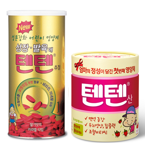 한미약품 ‘텐텐’ 시리즈는 명절 어린이들에게 건강 선물로 안성맞춤인 일반의약품이다.
우선 ‘텐텐츄정’은 10가지 이상 필수 영양소가 함유된 씹어먹는 어린이 종합 영양제이다. 비타민 A, B1, B2, B6, C, D, E와 칼슘, 마그네슘이 이상적으로 함유돼 뼈와 치아 발육에 효과적이다.