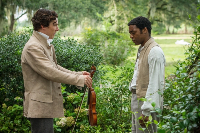 Benedict Cumberbatch (left) as “William Ford” and Chiwetel Ejiofor as “Solomon Northup” in Steve McQueen’s “12 Years a Slave.”   MCT