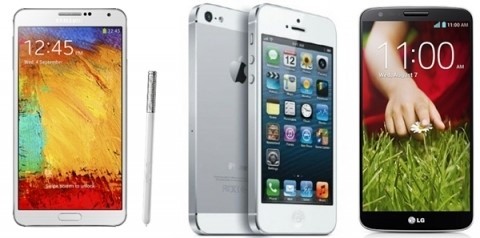 갤럭시노트3, 아이폰5S, LG G2