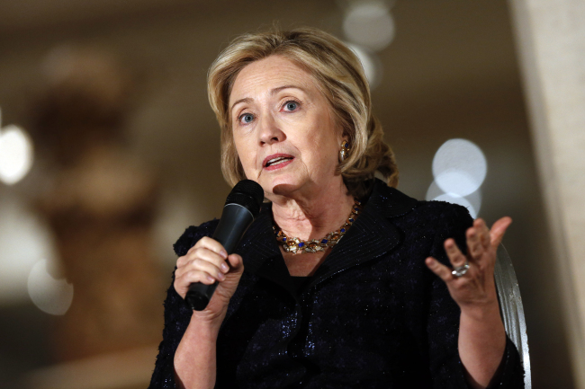 Former U.S. Secretary of State Hillary Rodham Clinton.   AP-Yonhap