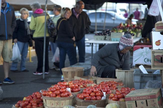 Tomatoes sit on display at the Minneapolis Farmers Market in Minneapolis, Minnesota. The U.S. House passed a measure last September that would cut $39 billion from nutrition programs over a decade.   Bloomberg