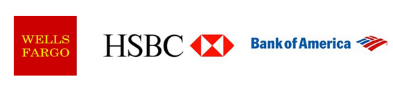 (왼쪽부터) 웰스파고, HSBC은행, 뱅크오브아메리카 로고