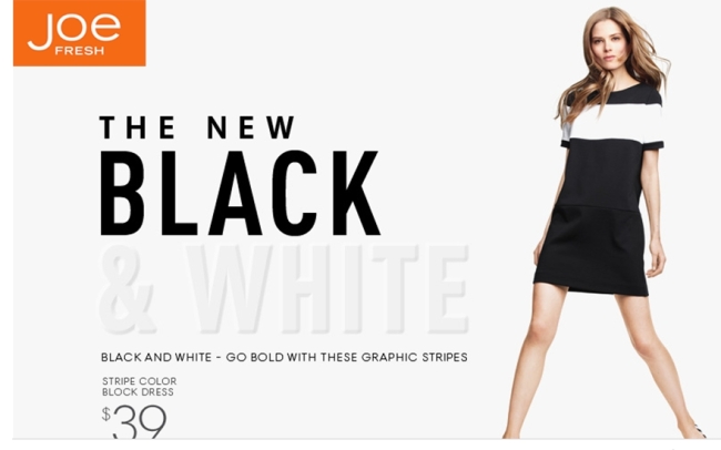 A screenshot from Joe Fresh’s website